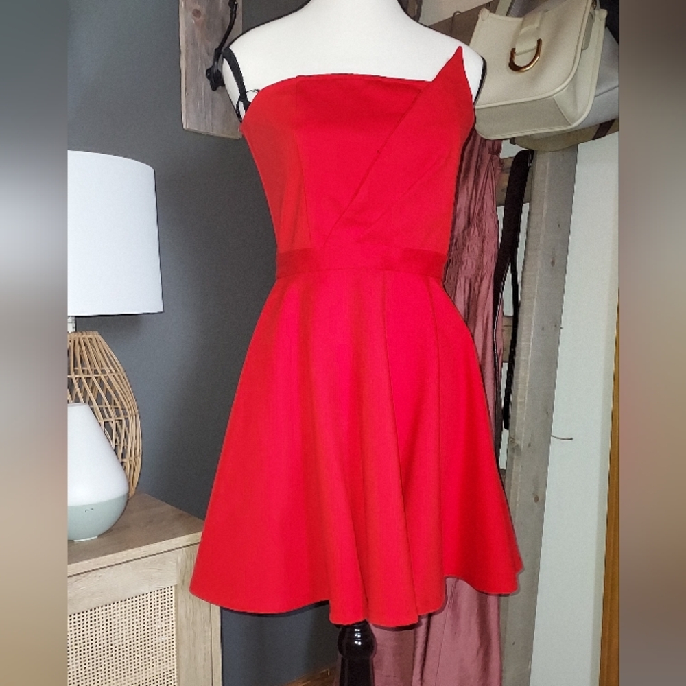Lulus Elegant Red Strapless Mini  Dress Size M